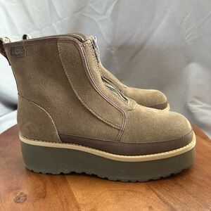 UGG CityFunc Zip‎ Up Ankle Hickory Brown Water Resistant Platform Boot Womens 9